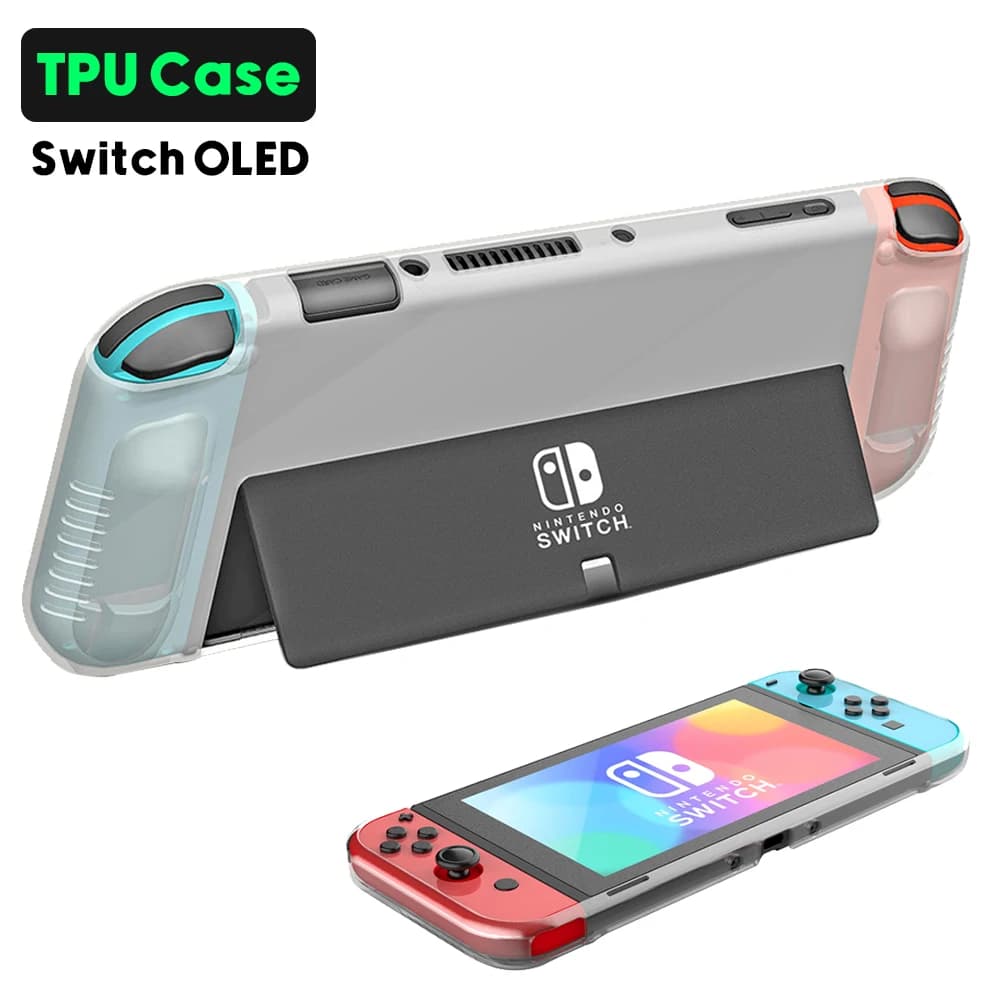 Custodia in TPU trasparente per Nin-tendo Switch OLED, interruttore protettivo antiscivolo/goccia Custodia per giocatore di gioco OLED Custodia trasparente