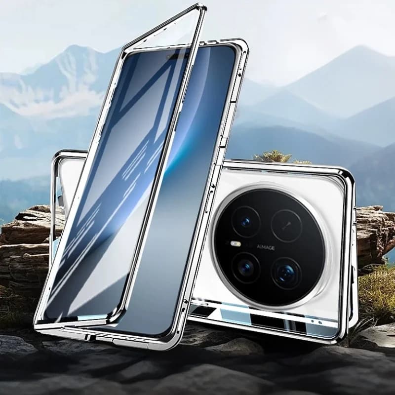 Metal Magnetic Phone Case Double sided Glass for iPhone 16e Air 17 13 14 Plus 11 15 12 Pro Max Full Lens Protection Cover Cases