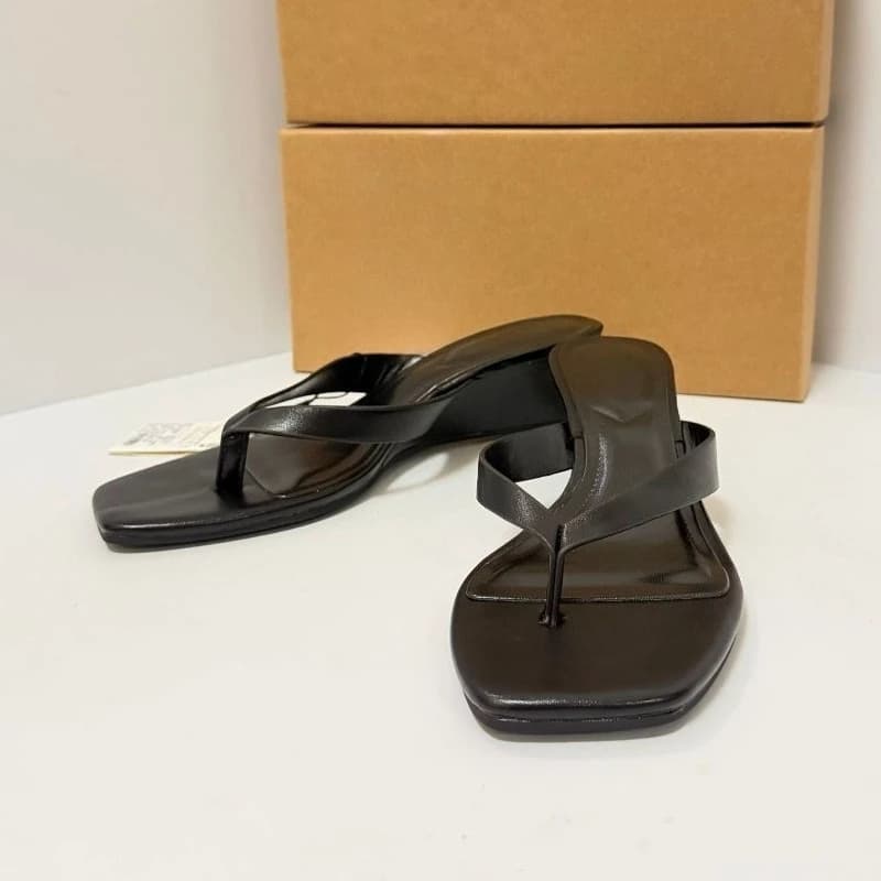 summer Women's sandals Spike Heel Slip-On Casual mules Lightweight Leather Upper Rubber Outsole Comfortable ladies Shoes