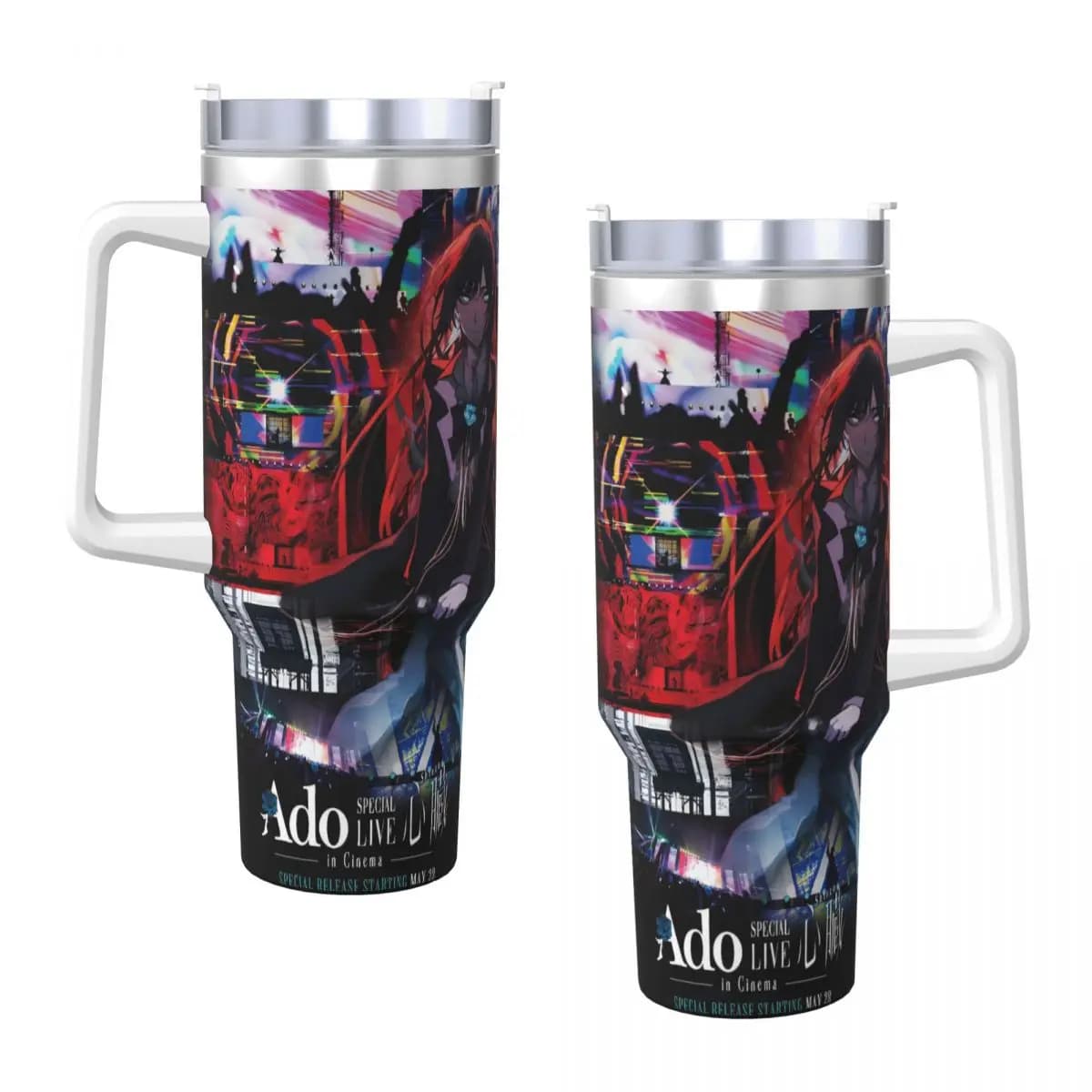 Ado WORLD TOUR 2025 Hibana Tazza termica Conservazione del calore Bevanda fredda Tazze per auto Bottiglia d'acqua grafica per viaggiatori