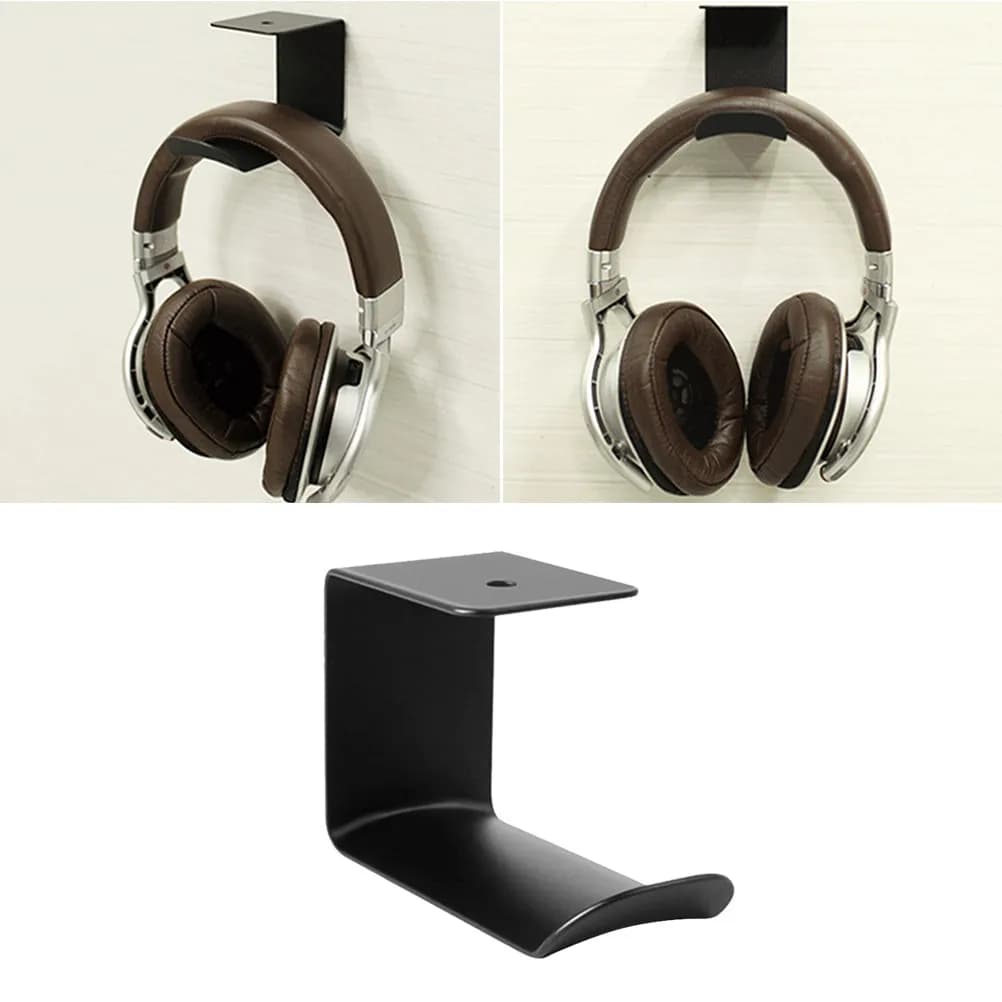 Premium Metal Headphone Holder Stand for Under Desk Table Shelf Wall Cabinet Mount Space Saving Universal Headset Hanger Rack
