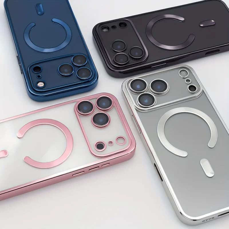Custodia Protettiva Sottile Trasparente per iPhone 11 12 13 14 15 16 17, Inclusi Modelli Pro Max e Plus, in Rosa