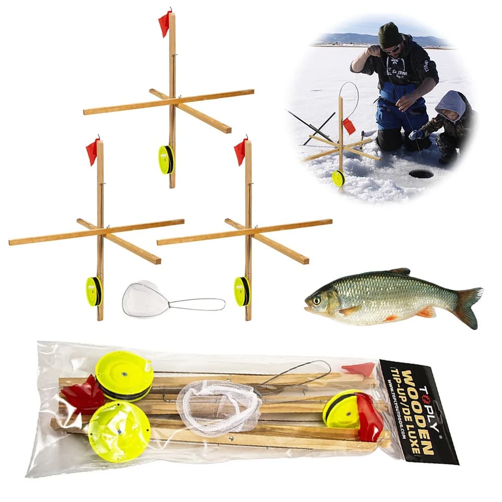 Confezione da 3 canne da pesca sul ghiaccio invernali con punta a cucchiaio Rete da pesca sul ghiaccio con punta bandiera da pesca invernale Accessori per la pesca sul ghiaccio