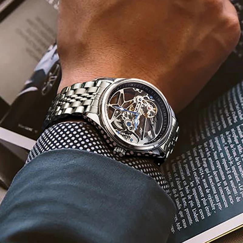 Reloj Hombre AILANG Steampunk scheletro orologio meccanico automatico da uomo orologio da uomo in pelle impermeabile di lusso superiore