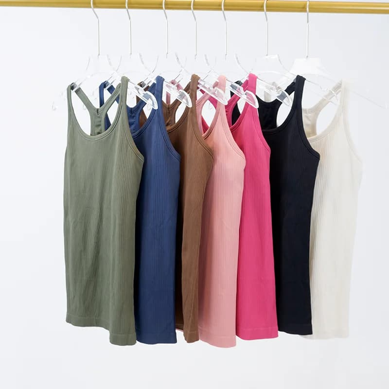 Yoga long vest with chest cushion, fitness exercise, cross back yoga suit, threaded breathable quick drying top for women