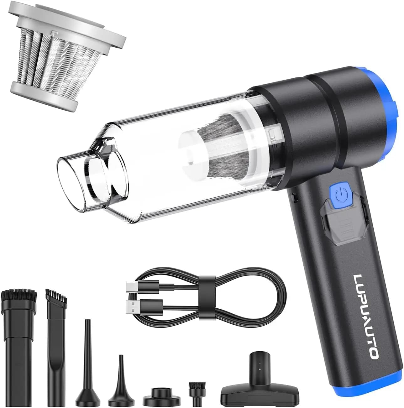 Aspirapolvere portatile senza fili per auto, portatile 4 in 1 da 20000 Pa con motore brushless e batteria da 5200 mAh