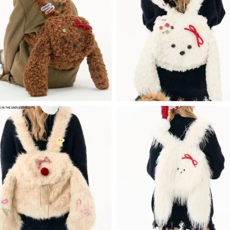 JIAERDI Sweet Cool Y2k zaino donna nuova primavera estate fiocco Chic Mini Backpaks femminile Harajuku estetico morbido peluche Mochila