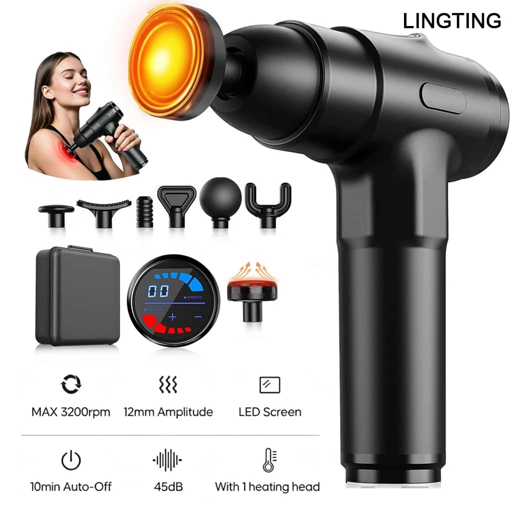 LINGTENG Massage Gun Heated at Deep Percussion for Collo and Schiena, Sweet Lift, Birthday Gift for Men and Dad