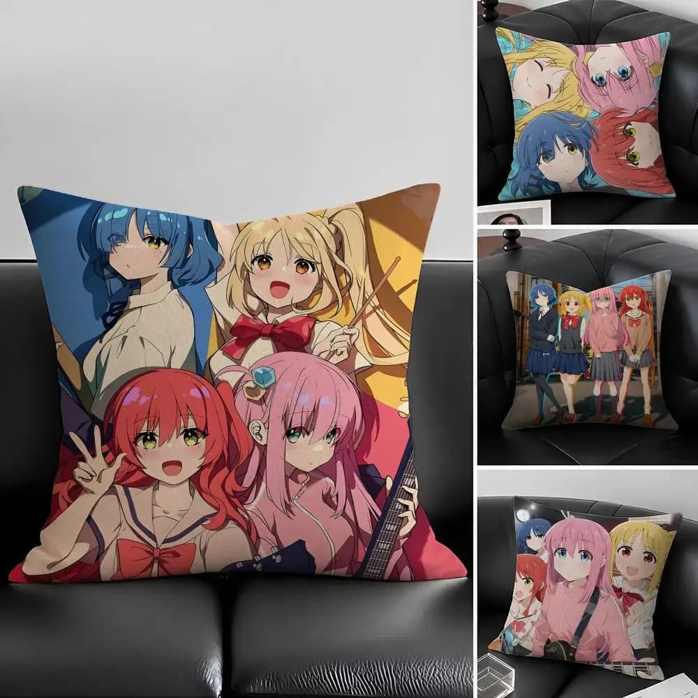 Set di Federe per Cuscini Anime B-Bocchi the R-Rocked in Lino Naturale, Decorazione Completa per Divano, Camera da Letto e Sedia
