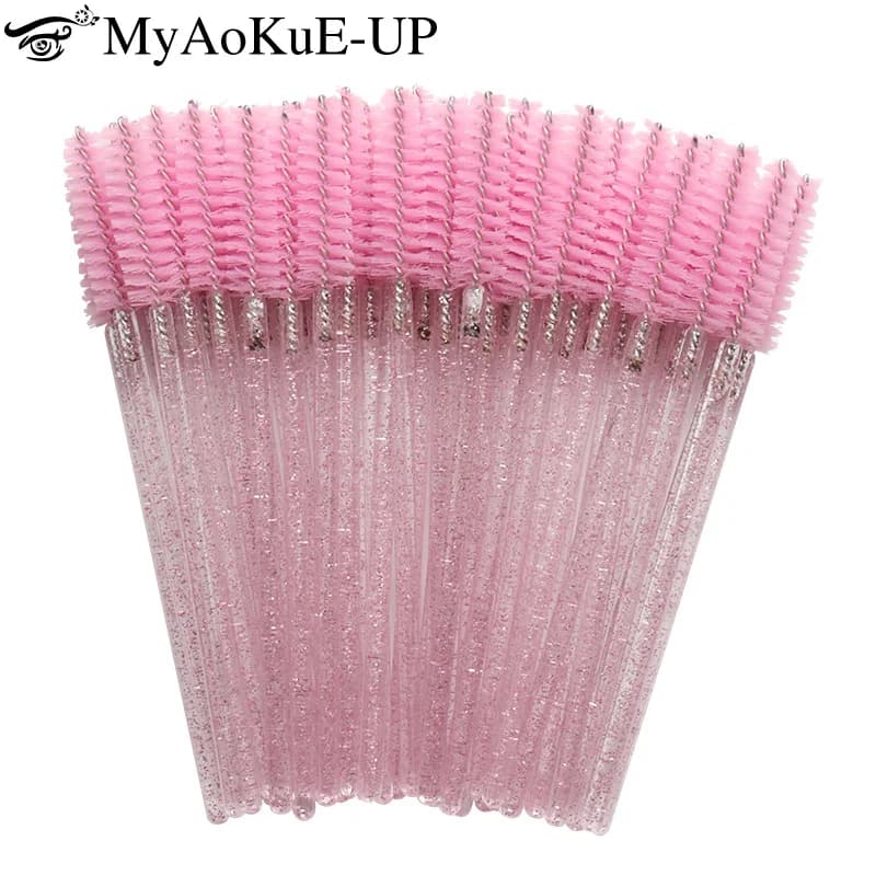 50pcs disposable crystal eyelash brush comb for eyebrow sticks for Microbrush applicator Mascara supplies for eyelash extension tools for makeup