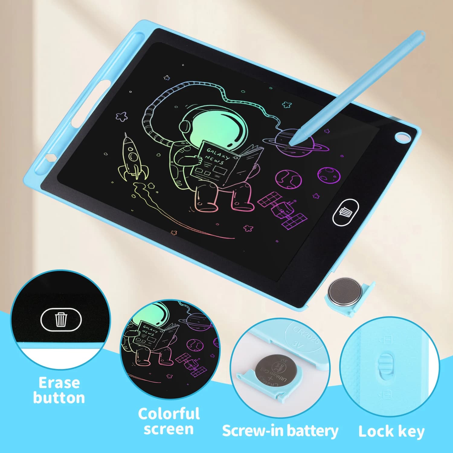 Tavoletta LCD da 6,5'' per scrittura e disegno, lavagna elettronica per schizzi, blocco per scrittura a mano, giocattoli educativi per l'apprendimento dei bambini