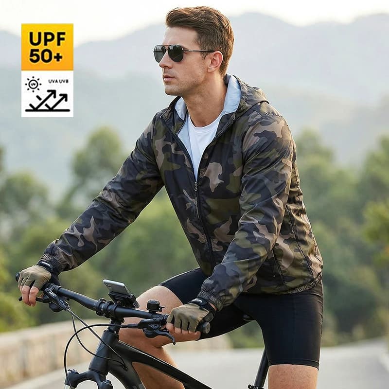 UPF50+ Men's Sun Protection Clothing Summer Lightweight Breathable Hooded Quick Dry Jackets Outdoor Anti-ultraviolet Skin Coat