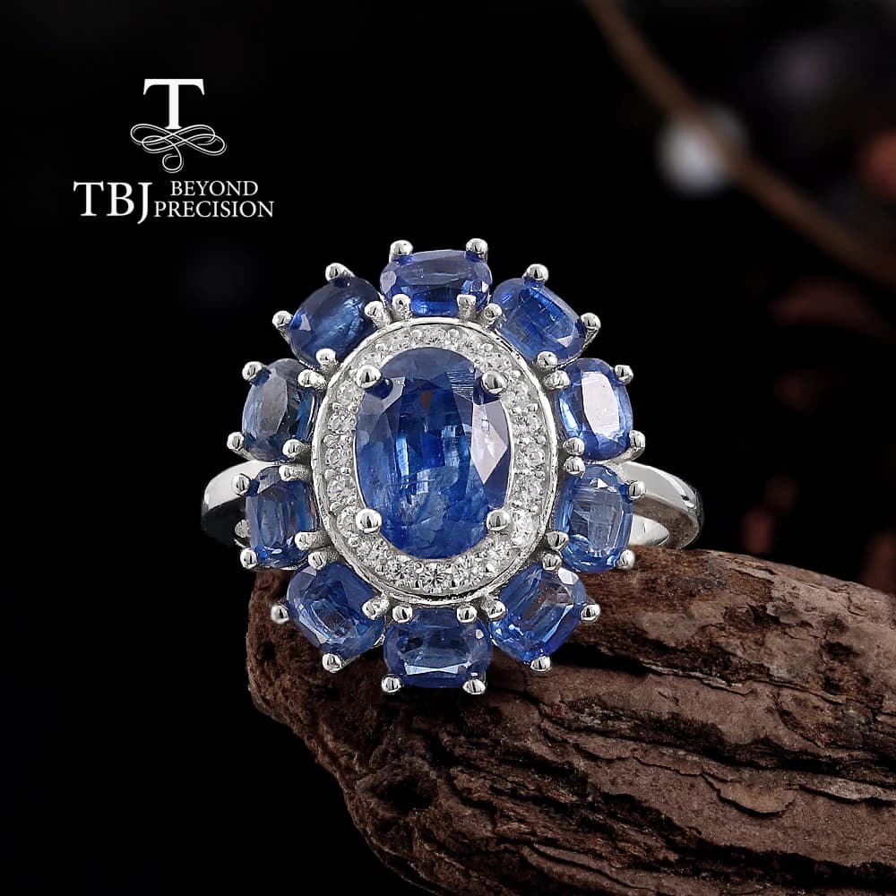 Anello in Cianite Naturale di Lusso Leggero, Argento Sterling 925, Gioiello con Vera Pietra Preziosa, Regalo per Banchetti Femminili