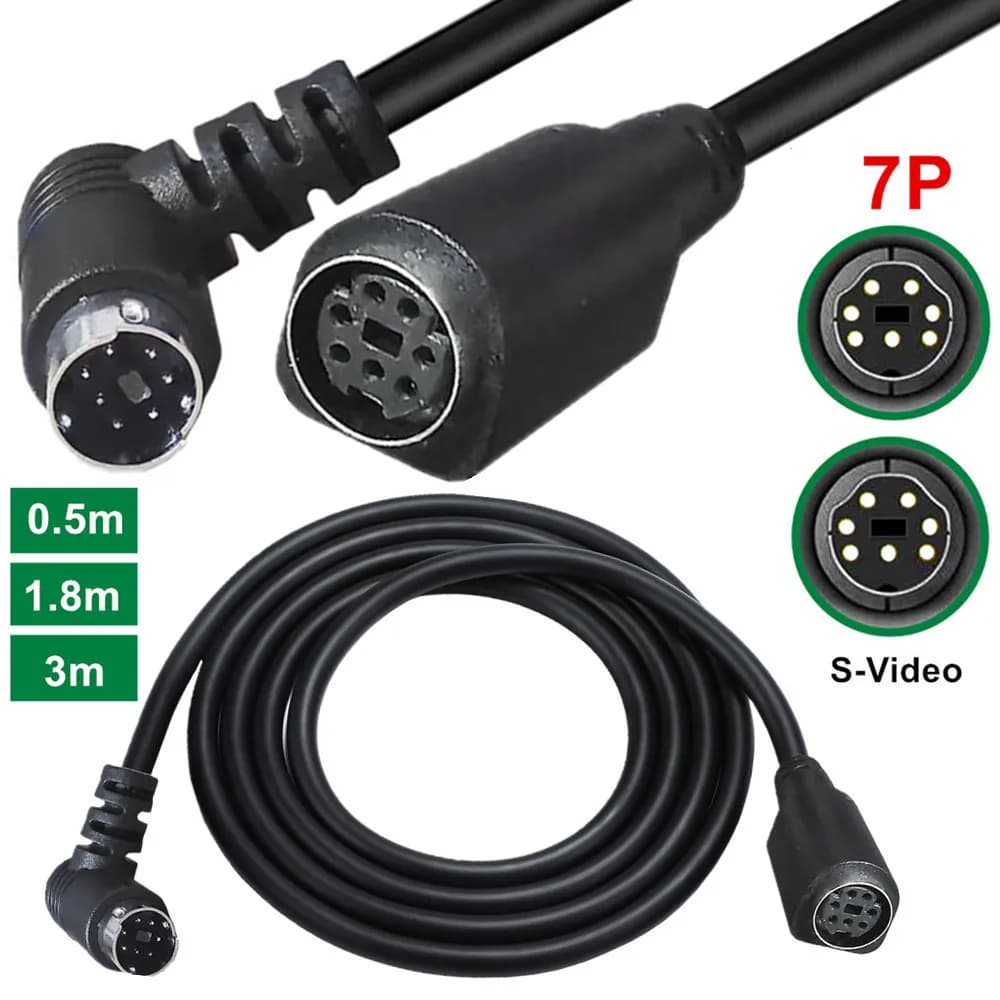 Cavo Splitter Mini DIN 7-Pin, Cavo Audio/Video Mini DIN 7 Pin, Cavo S-Video per Set-top Box da Maschio a Femmina Dritto e Angolato