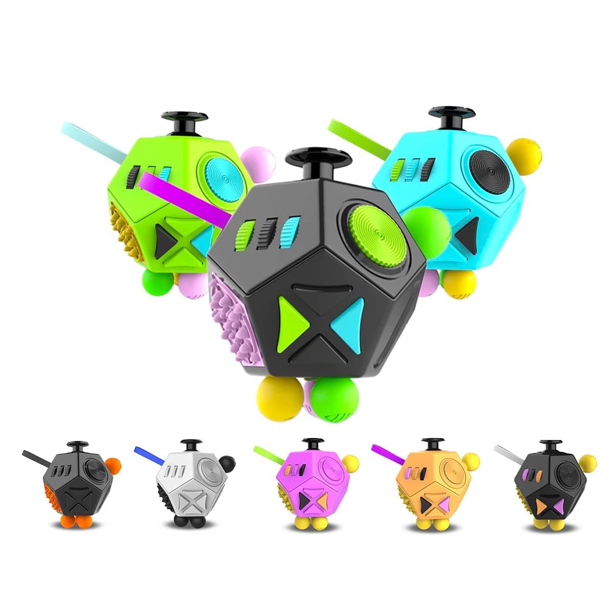 Giocattoli Fidget Cube, giocattoli sensoriali a mano EDC, cubo antistress a 12 lati per bambini bambini adulti autismo ADHD OCD messa a fuoco per alleviare l'ansia