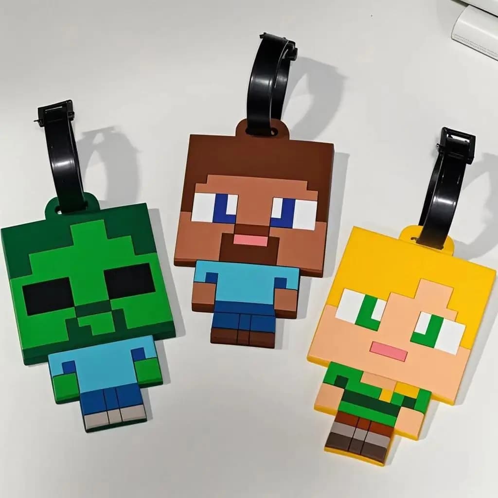 Kawaii for Minecraft Luggage Label Cartoon Luggage Tag Suitcase ID Address Holder Baggage Luggage identification plate