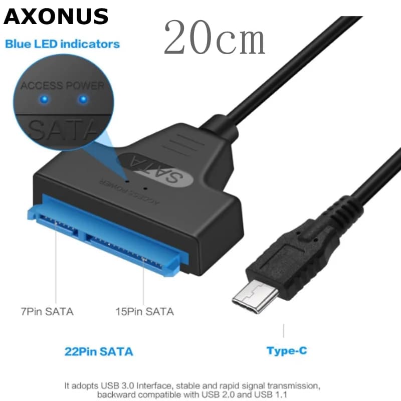 HDD 2.5" Hard Drive Easy Drive Cable for Macbook USB 3.1 Type C USB-C to USB 3.0 SATA 22-pin Cable External