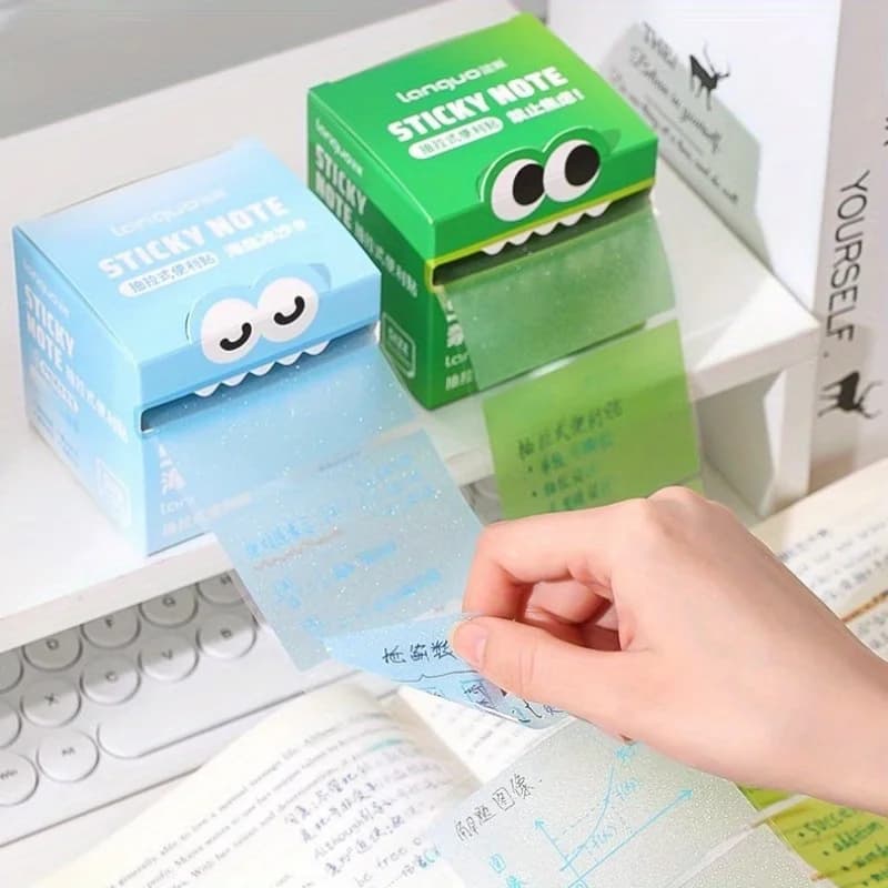 Iridescent Translucent Eye Shape Sticky Notes, 1Pc Self-adhesive Pull-out Memo Pad for School Office