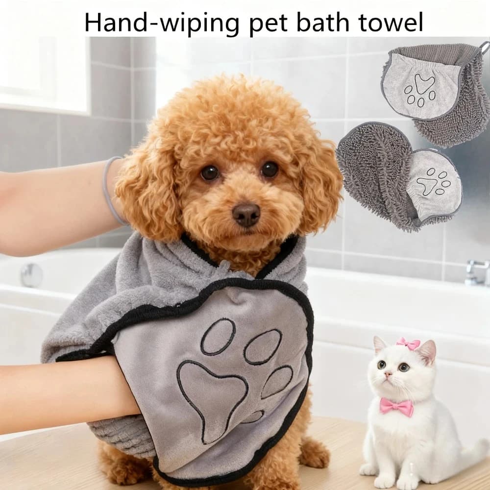 Super absorbent bathroom towel for large puppies, bathrobe, bath towels for fast drying cats, bathroom supplies, microfiber dog towel
