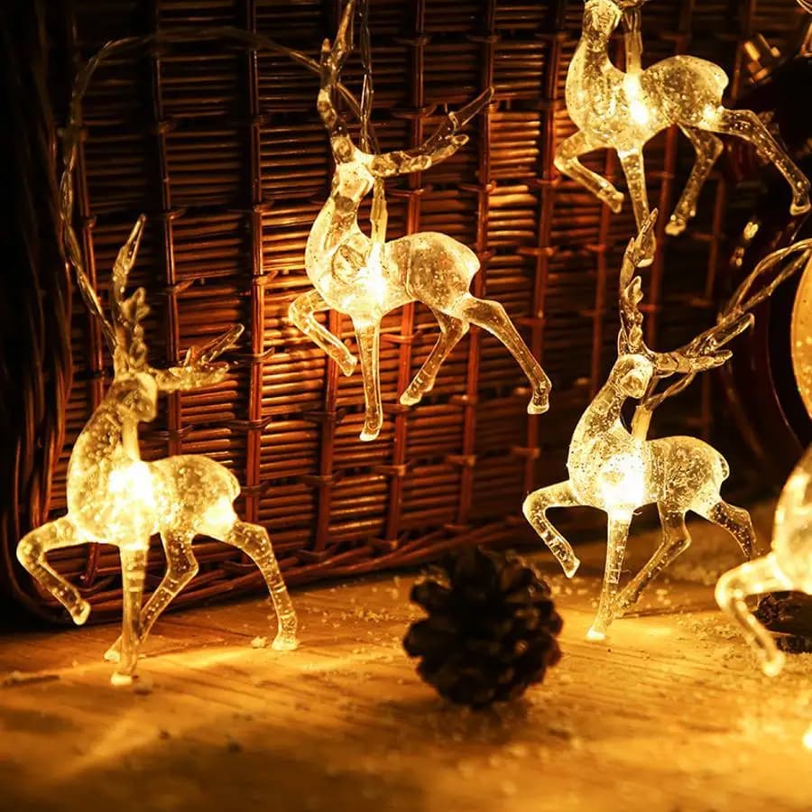 Christmas Deer String Lights 10/20LED Reindeer Fairy Lamp For Xmas Tree Home Room Mall Party Holiday Festival Decoration