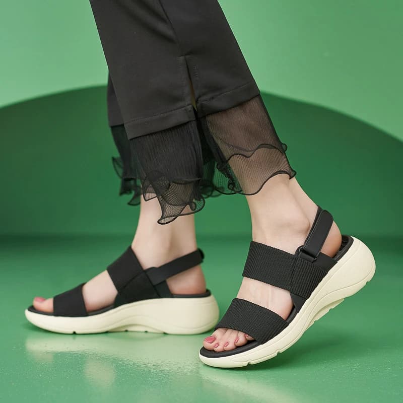 Sandali con suola spessa Leggeri antiscivolo Comodi Casual e sportivi Velcro Versatile Tendenza moda Traspirante Stile etnico
