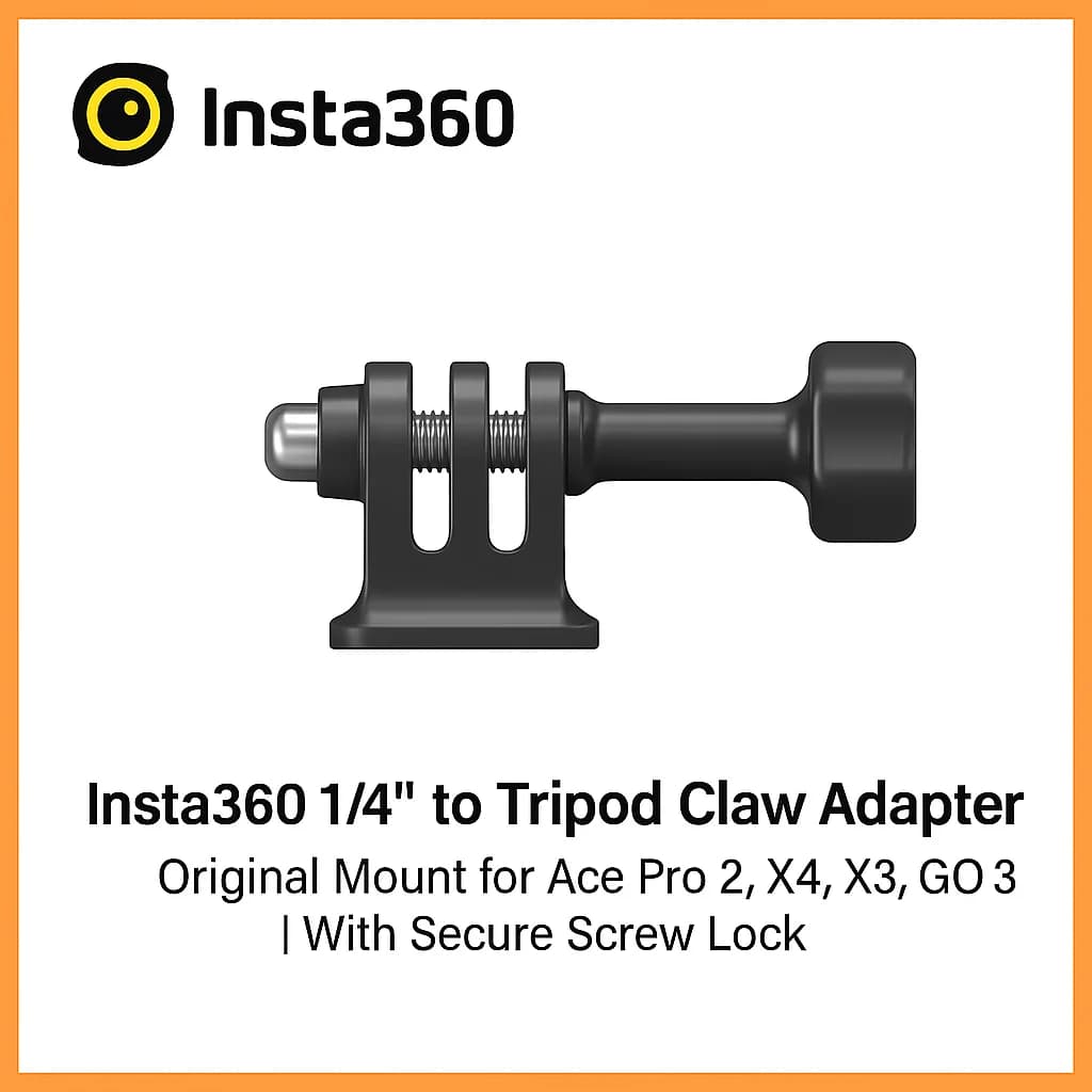 Adattatore per artiglio da 1/4" a treppiede Insta360 | Supporto originale per Ace Pro 2, X4, X3, GO 3S | Con blocco a vite sicuro