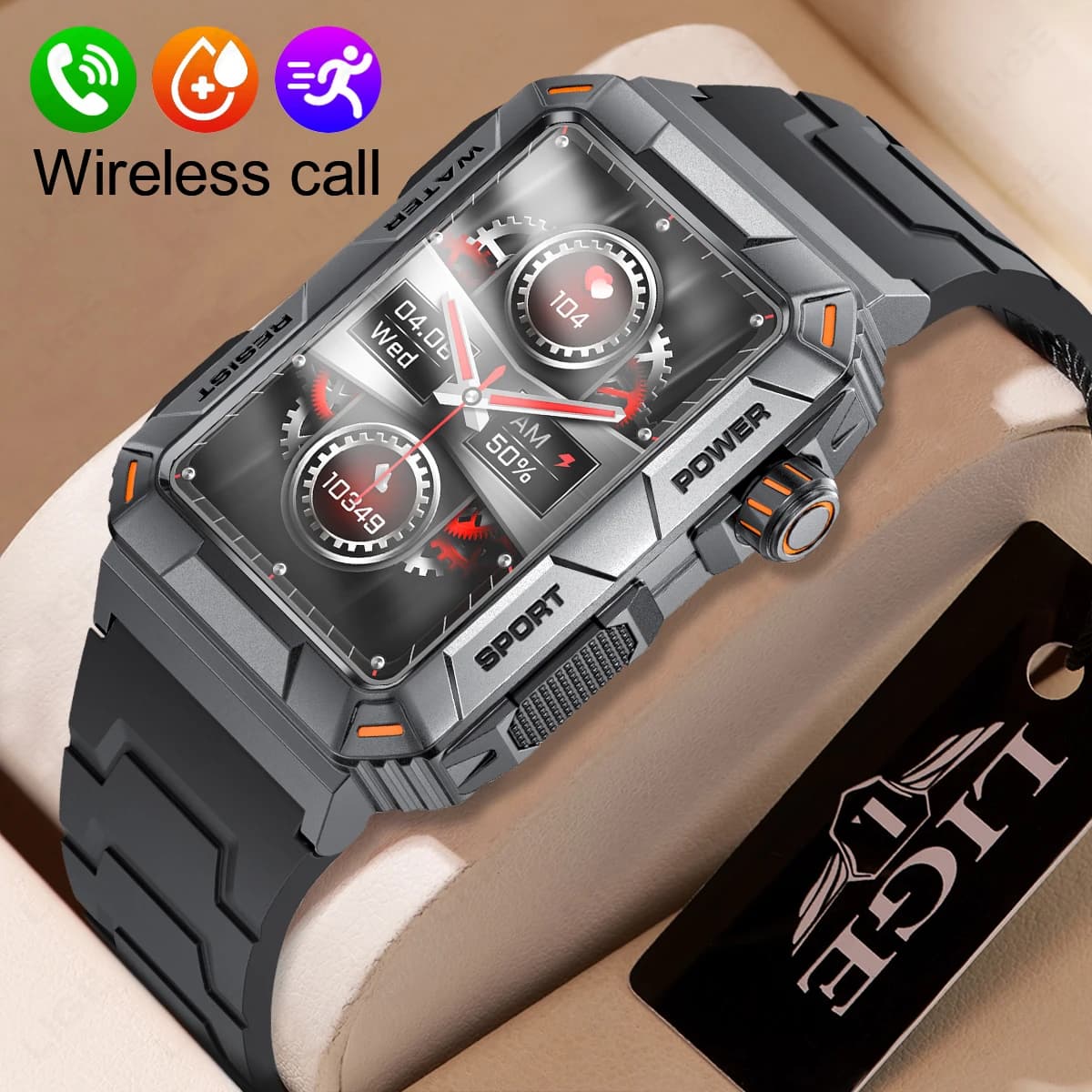Smartwatch Sportivo Militare 2026 per Uomo, Orologio Intelligente con Chiamate Bluetooth, Monitoraggio Frequenza Cardiaca e Salute, Chiamate Wireless, Fitness, Impermeabile