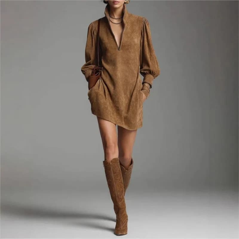 Vintage Mini Dress Women Autumn Long Sleeve Patchwork Party Dress Solid Casual Ladies Dress Vestidos