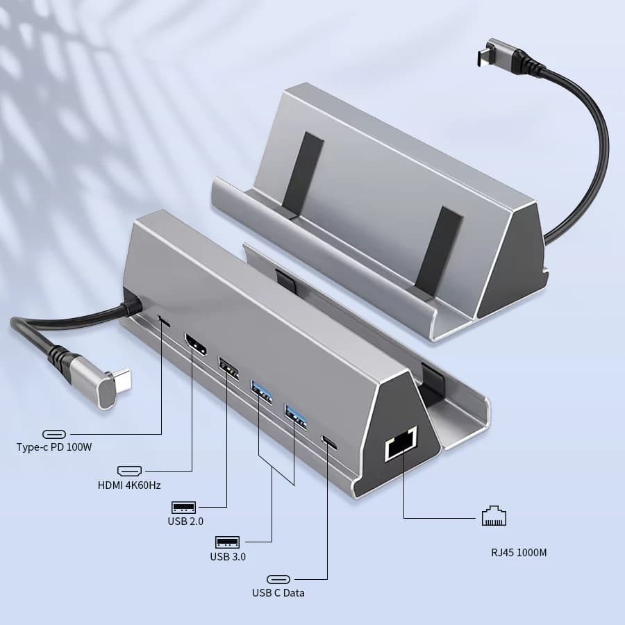 Docking station hub USB 3.0 tipo C 7 in 1 con 4K HDMI RJ45 Porta USB 2.0 Splitter multi-hub USB C per MacBook Pro Computer PC