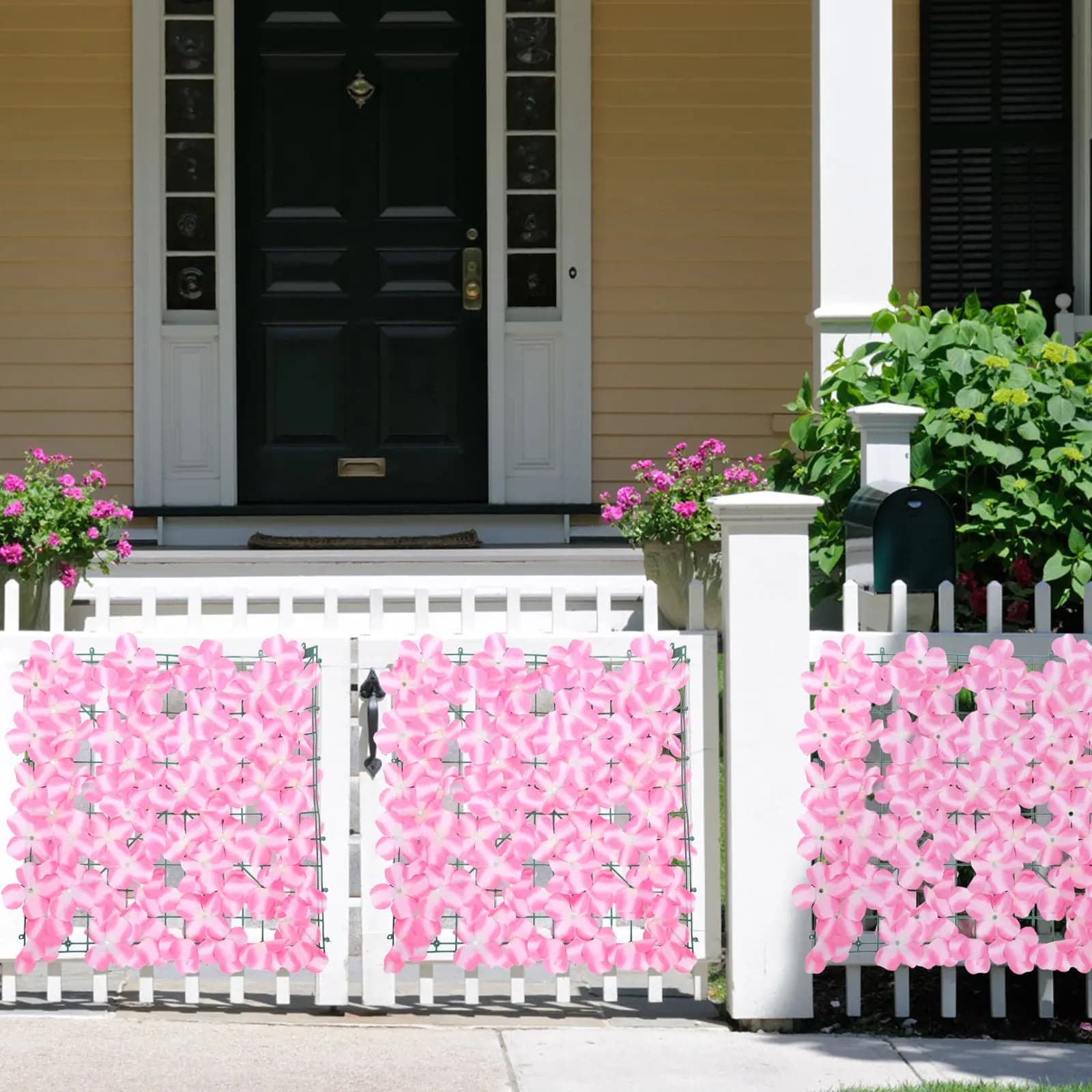 Pannello di Fiori Artificiali, Recinzione Vegetale Simulata, Decorazione da Giardino Realistica, Schermo Privacy per Balcone, Decorazione per Cortile, Finto