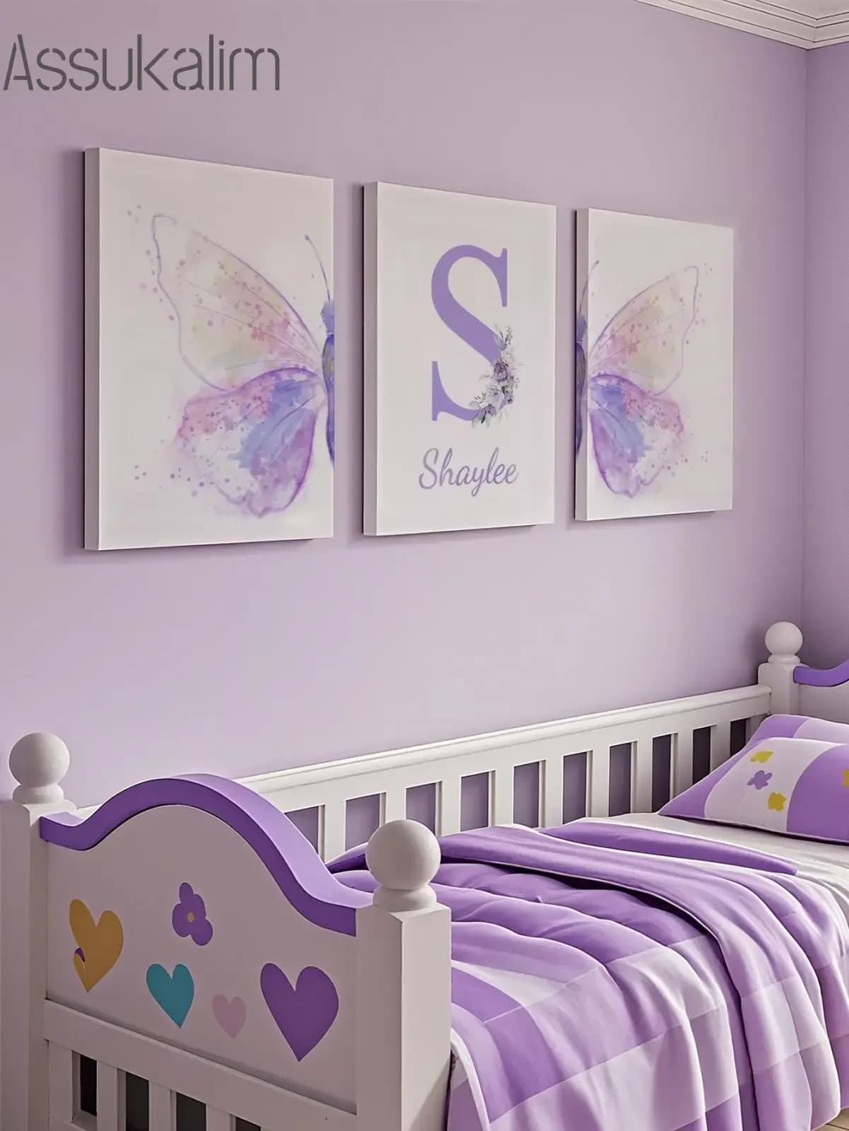 Fashion Butterfly Paintings on Canvas New Custom Name Artistic Poster Rainbow Heart Artistic Print Nordic Wall Print Printed image for girls bedroom
