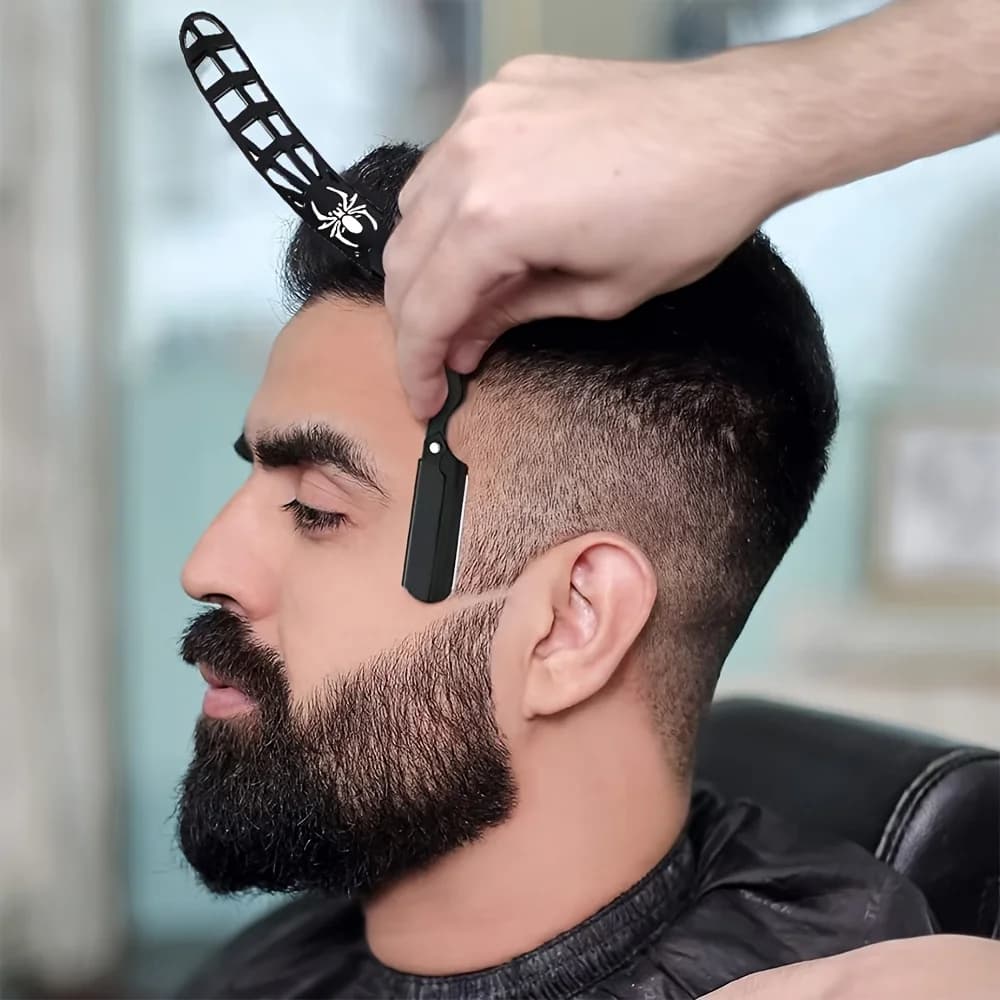 Folding manual razor, zinc alloy hollow spider, hair shaving knife, professional men's razor, hollow handle beard care tools