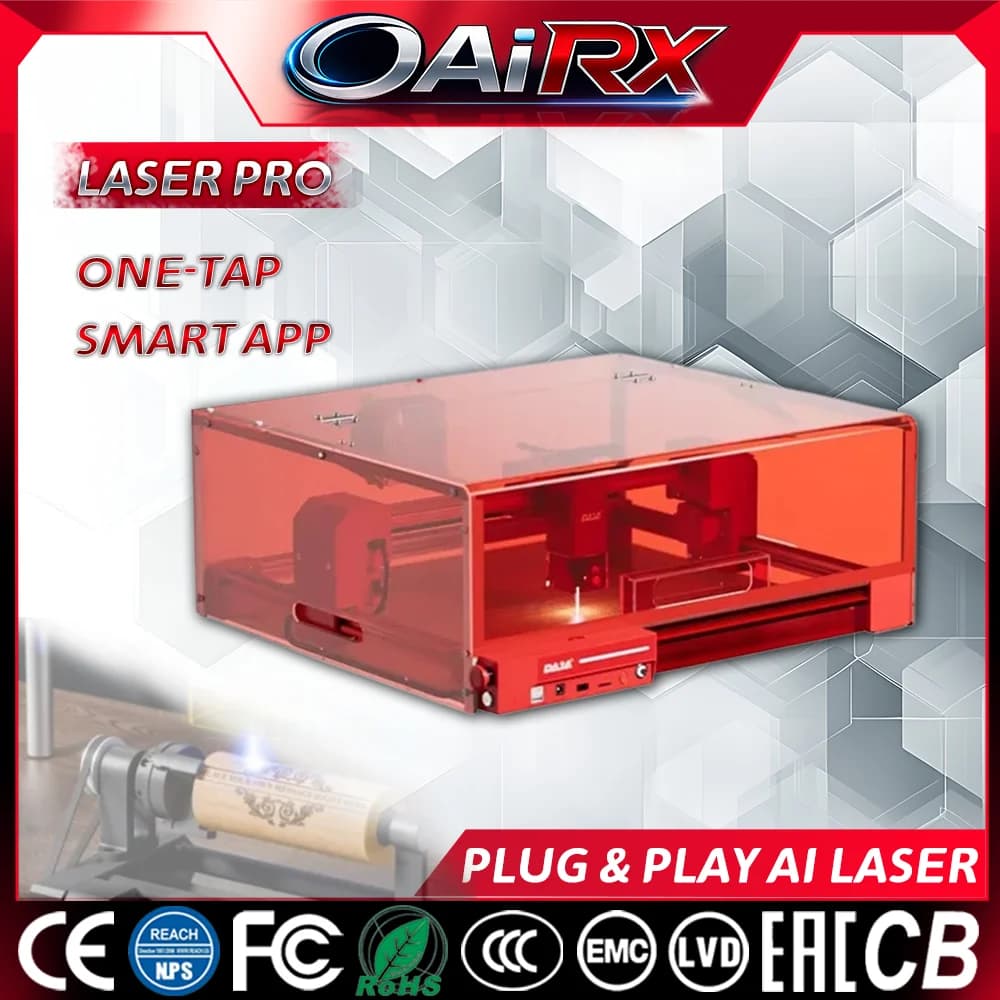 Laser Engraver A6 PRO for Wood, Metal, Acrylic and Glass, Portable, Fully Closed, Intelligent AI Calibration, Industrial Use