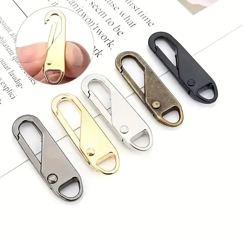 5 Pezzi Kit di Riparazione Cerniera di Ricambio per Tirare Zipper Slider Pull Tab Fissatore Universale per Cerniera Testa Cerniera in Metallo