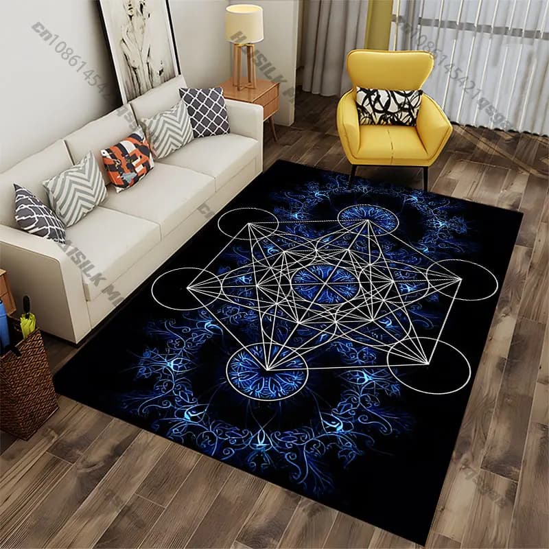 Tappeto con motivi di geometria sacra e energia mistica, tappeto per yoga, decorazione per soggiorno, tappetino per bambini, zerbino, tappeto decorativo