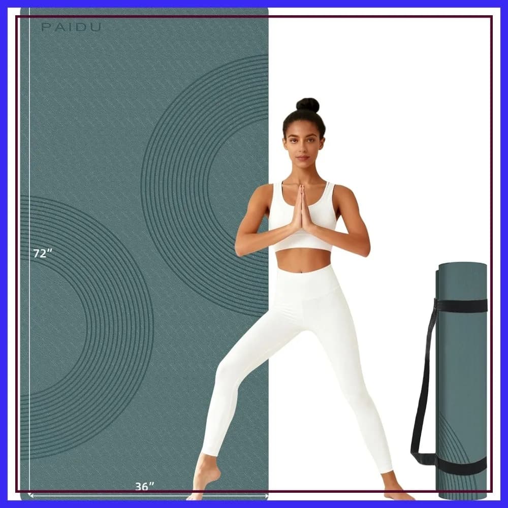 Tappetino Yoga Grande 183x91x5cm (10mm) Spesso Antiscivolo, Certificato SGS, Materiale POE per Casa, Palestra, Yoga, Pilates, Fitness