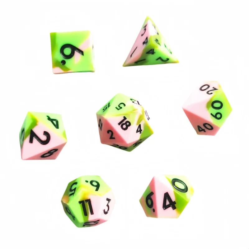 Set di dadi in silicone multifaccia da 7 pezzi per giochi da tavolo DND TRPG da D4 a D20 Dungeons Dragons Entertainment Dice Tool