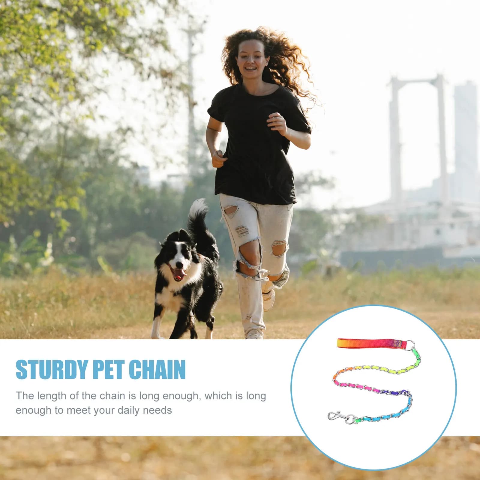 Wear-Resistant Professional Puppy Chain Long Length Comfortable Harness Leash for Pulling Control Walking Running Hiking
