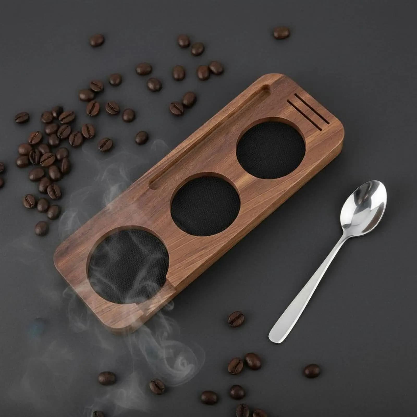 Coffee Tamper Stand Beech Wood Espresso Bar Organizer Coffee Machine Shelf for Coffee Accessories Storage and Kitchen Cup Stand