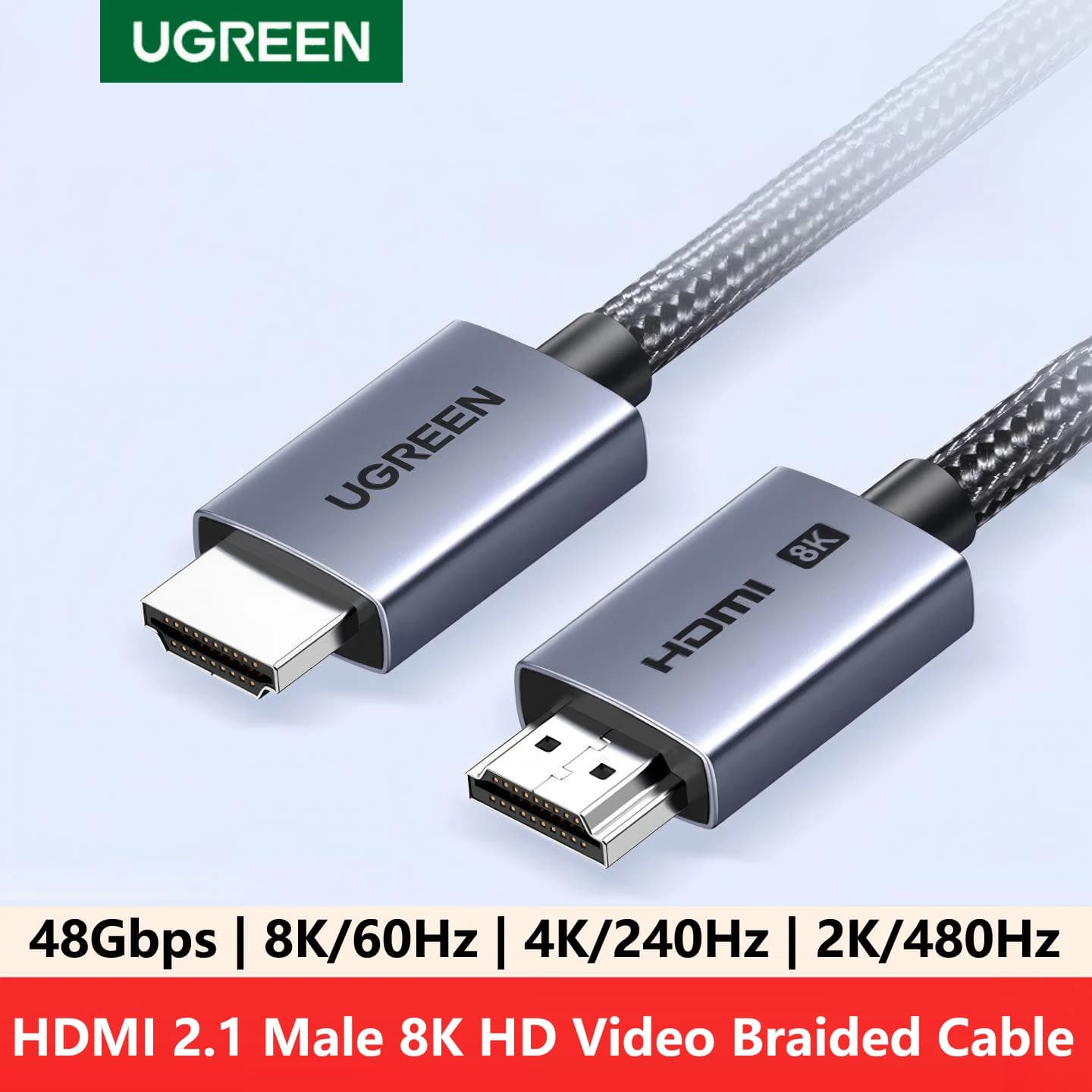 UGREEN HDMI 2.1 8K@60HZ HDR Video Braided Cable 0.5m 1m 1.5m 2m 3m 5m 8m 10m 15m Long For PS5 TV Switch Computer Monitor laptop