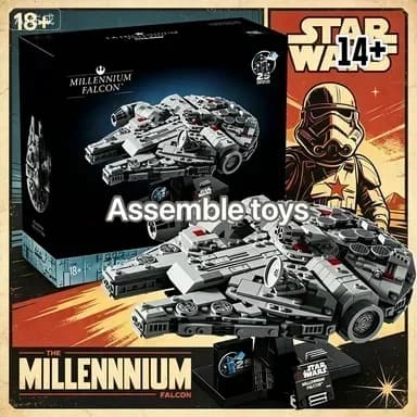 Bandai New Arrival 75375 Millennium Falcon Theme Collection Building Blocks Set Present Desktop compatible with LEGO bricks
