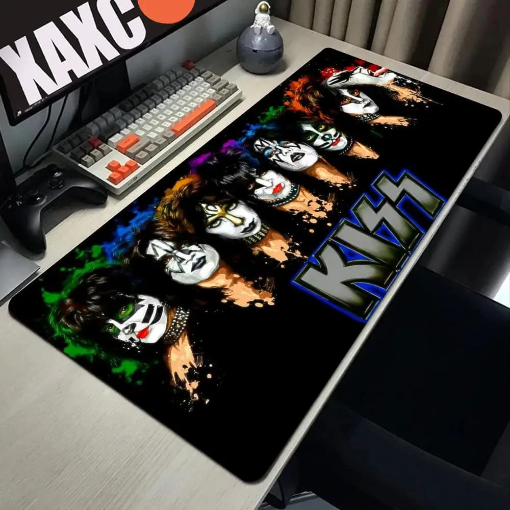Kiss Band Mouse Pad accessori da gioco di grandi dimensioni tappetino per Mouse tappetino per tastiera tappetino per scrivania tappetino per Mouse per Computer in Silicone PC Gamer Laptop Mausepad