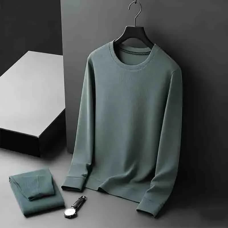 Men's Casual Sweater with Round Neck, Lightweight, Long Sleeves, Tinta Unita, for All Seasons