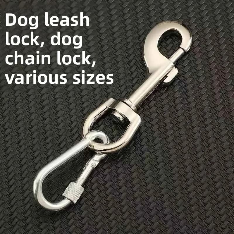 Double-Headed Dog Leash Buckle Anti-Loosen Rotating Universal Hook Key Ring Clip Dog Chain Lock Buckle Pet Travel Accessories