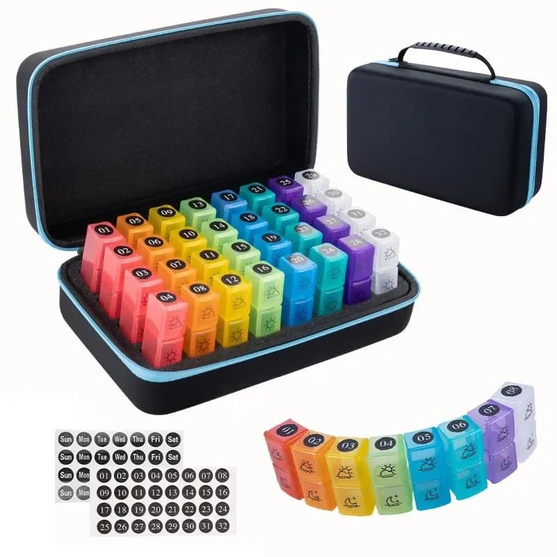 Monthly Pill Box Pill Storage Box Organiser 3 Times A Day Medicine Box W/ 31 Compartments To Hold Vitamin Pill