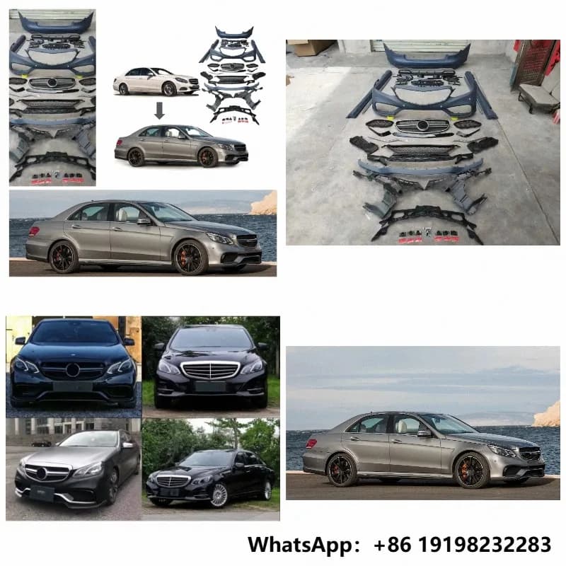 For Mercedes Benz E Class W212 2014 2015 2016 Upgrade to E63 Front Bumper Grille Diffuser PP Material Side Skirts Exterior