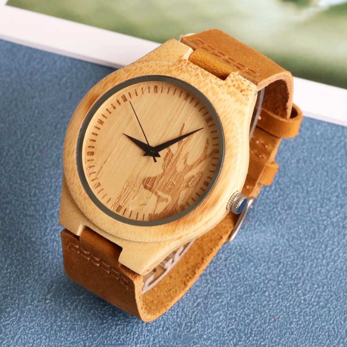 Men's Wooden Wrist Watch Classic Wooden Fashion Watch Leather Watch Quartz Wrist Watch Wooden Watch for Men Reloj Hombre