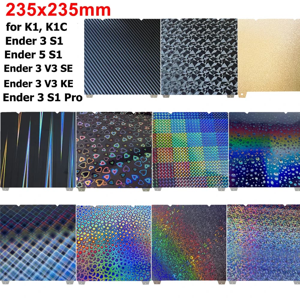 Magnetic Construction Plate K1C 235x235mm PEI Sheet K1 3D Printer Accessories Heated Bed for Ender 3 V3 SE/KE, Ender 3/5 S1 Sheet