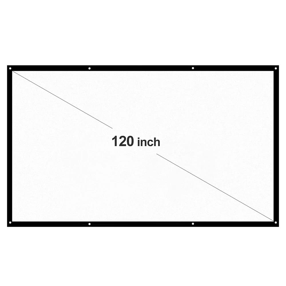 Schermo per proiettore portatile da 70'' 100'' 120'' HD 16:9 Schermo per proiezione Dacron bianco pieghevole per proiezione da parete Home Theater