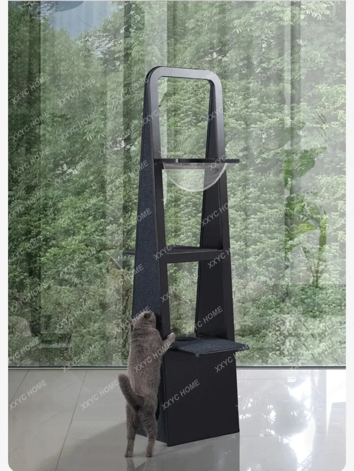 Solid wood cat climbing frame cat nest cat tree integrated large luxury simple jumping platform design sense